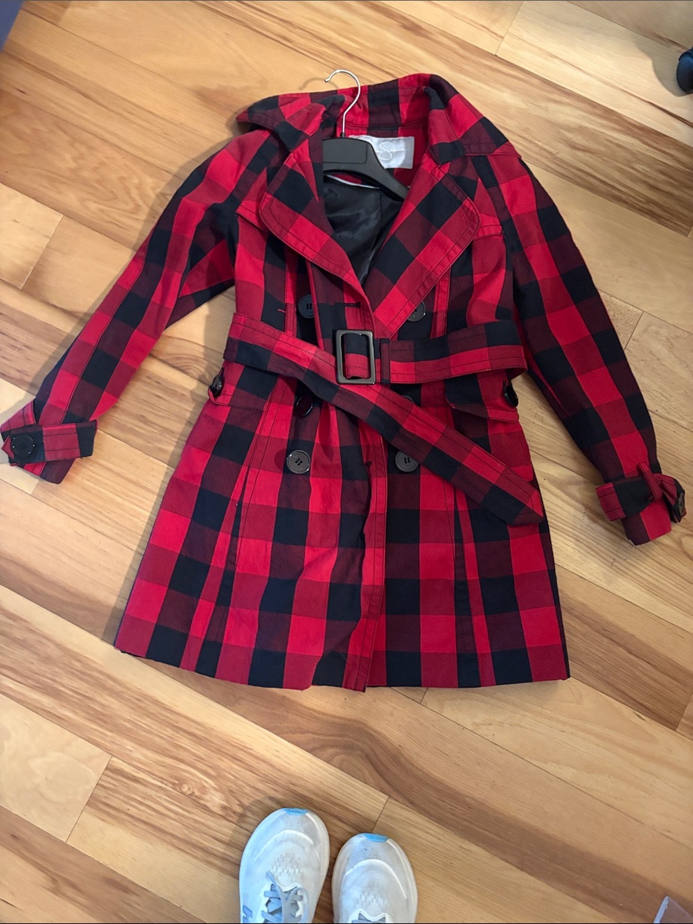 Jessica Simpson Red and Black Plaid Coat